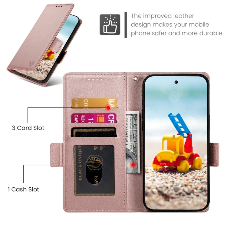 For Google Pixel 9 Pro Side Buckle Magnetic Frosted Leather Phone Case(Rose Gold) - Google Cases by PMC Jewellery | Online Shopping South Africa | PMC Jewellery | Buy Now Pay Later Mobicred