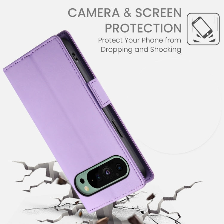 For Google Pixel 9 Side Buckle Magnetic Frosted Leather Phone Case(Purple) - Google Cases by PMC Jewellery | Online Shopping South Africa | PMC Jewellery | Buy Now Pay Later Mobicred