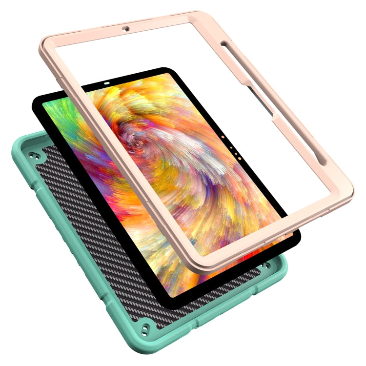 For iPad Pro 11 2024 Armor Holder Silicone Hybrid PC Tablet Case(Mint Green Gold) - iPad Pro 11 2024 Cases by PMC Jewellery | Online Shopping South Africa | PMC Jewellery | Buy Now Pay Later Mobicred
