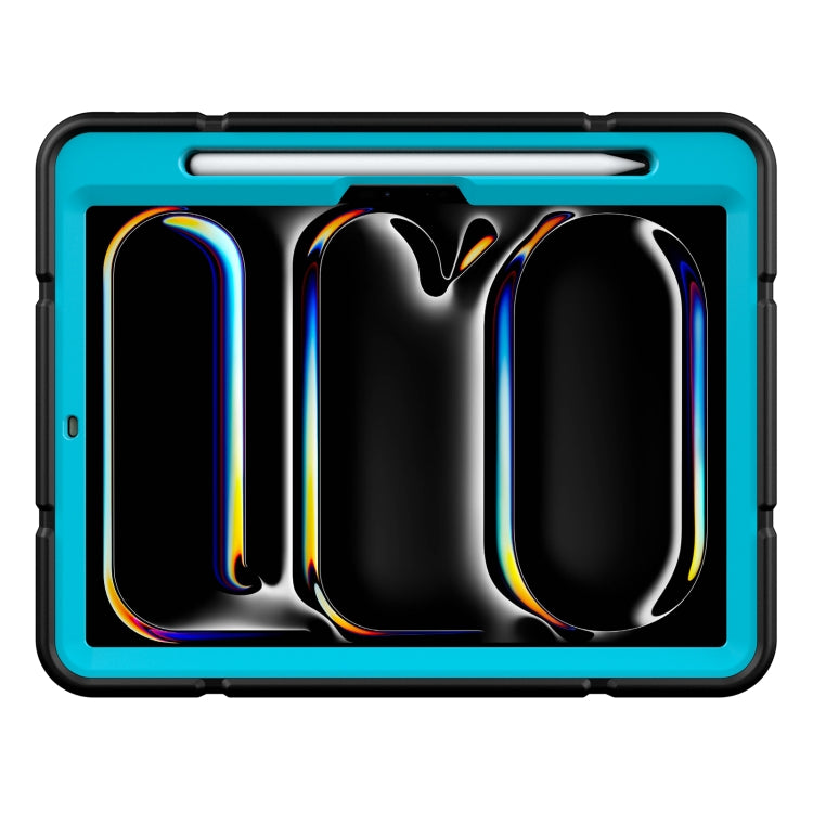 For iPad Pro 11 2024 Armor Holder Silicone Hybrid PC Tablet Case(Black Blue) - iPad Pro 11 2024 Cases by PMC TechLife | Online Shopping South Africa | PMC TechLife | Buy Now Pay Later Mobicred