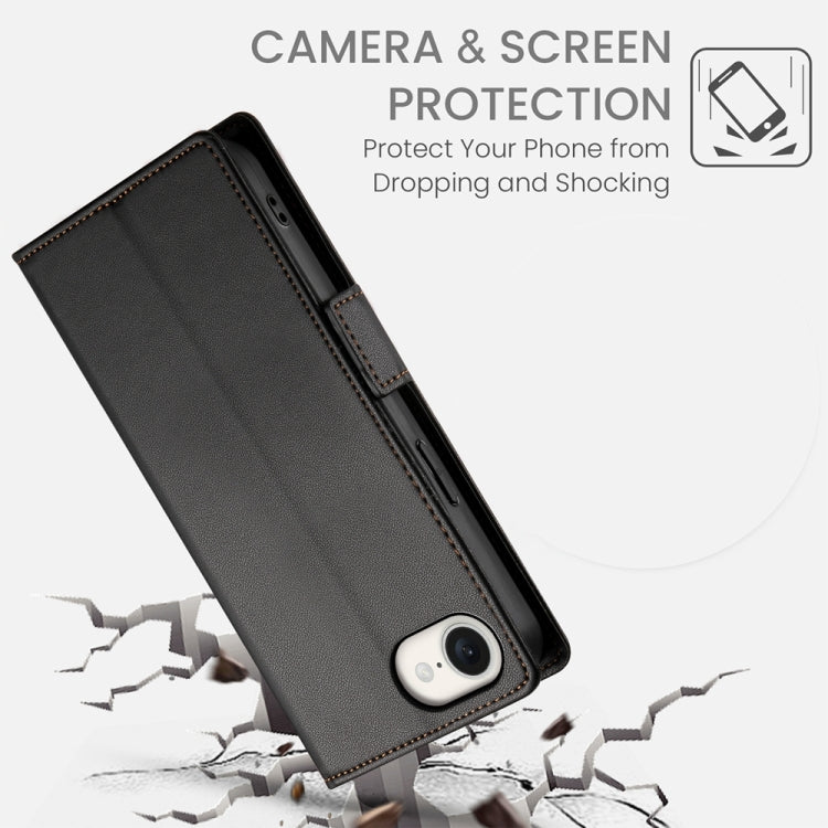 For iPhone SE 2024 Side Buckle Magnetic Frosted Leather Phone Case(Black) - More iPhone Cases by PMC Jewellery | Online Shopping South Africa | PMC Jewellery | Buy Now Pay Later Mobicred