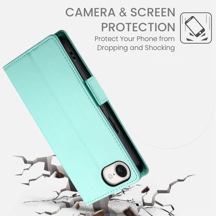 For iPhone SE 2024 Side Buckle Magnetic Frosted Leather Phone Case(Mint Green) - More iPhone Cases by PMC Jewellery | Online Shopping South Africa | PMC Jewellery | Buy Now Pay Later Mobicred