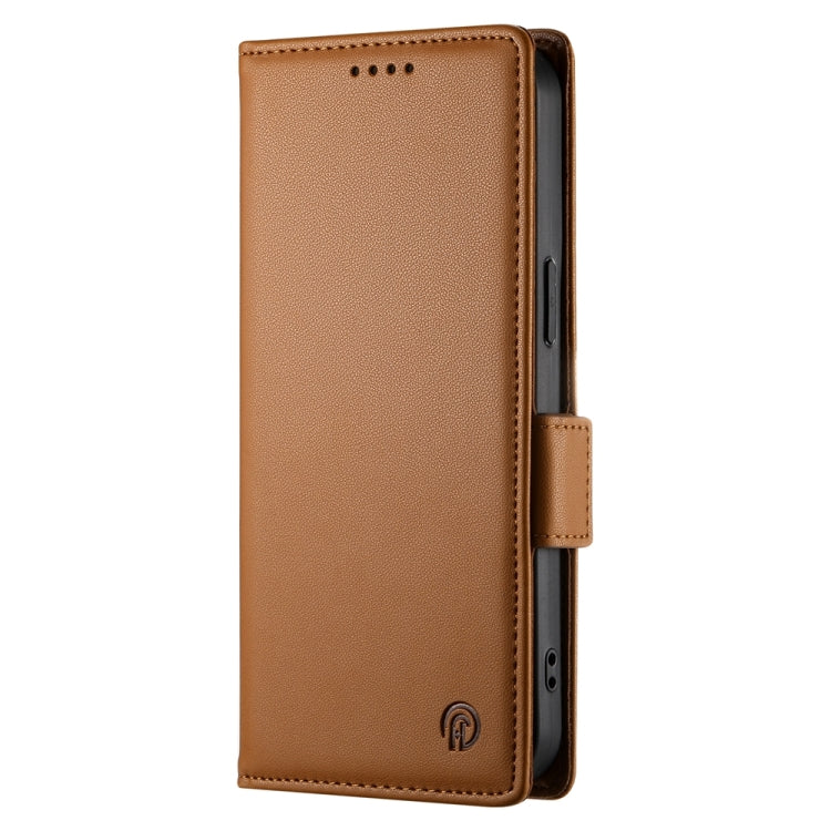 For iPhone SE 2024 Side Buckle Magnetic Frosted Leather Phone Case(Brown) - More iPhone Cases by PMC Jewellery | Online Shopping South Africa | PMC Jewellery | Buy Now Pay Later Mobicred