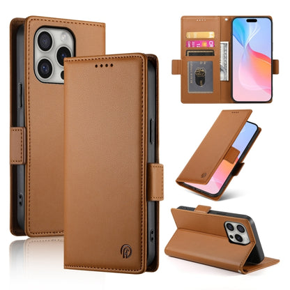 For iPhone 16 Pro Side Buckle Magnetic Frosted Leather Phone Case(Brown) - iPhone 16 Pro Cases by PMC Jewellery | Online Shopping South Africa | PMC Jewellery | Buy Now Pay Later Mobicred