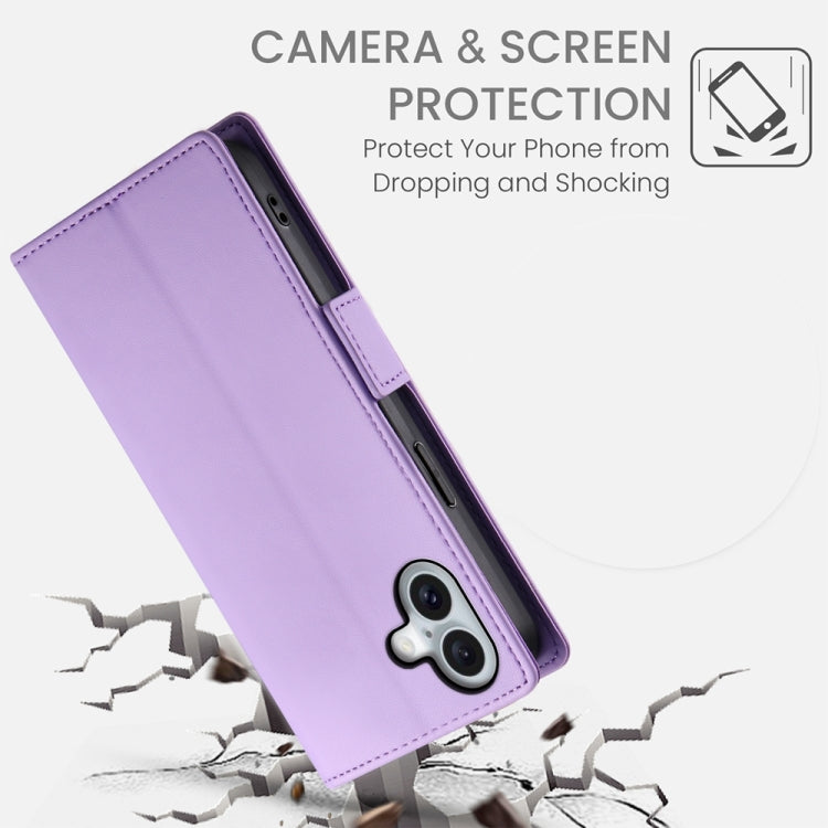 For iPhone 16 Plus Side Buckle Magnetic Frosted Leather Phone Case(Purple) - iPhone 16 Plus Cases by PMC Jewellery | Online Shopping South Africa | PMC Jewellery | Buy Now Pay Later Mobicred