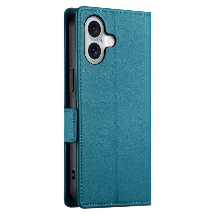 For iPhone 16 Side Buckle Magnetic Frosted Leather Phone Case(Blue) - iPhone 16 Cases by PMC Jewellery | Online Shopping South Africa | PMC Jewellery | Buy Now Pay Later Mobicred