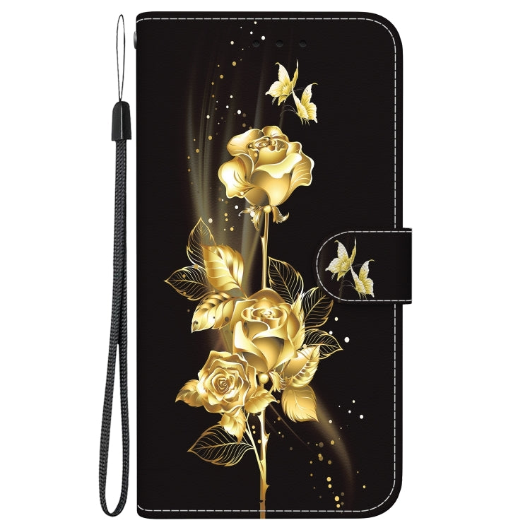 For Xiaomi Redmi K70 Pro / K70 Crystal Texture Colored Drawing Leather Phone Case(Gold Butterfly Rose) - K70 Cases by PMC Jewellery | Online Shopping South Africa | PMC Jewellery | Buy Now Pay Later Mobicred