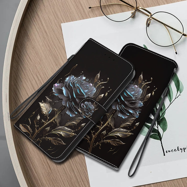 For Xiaomi Redmi K70 Pro / K70 Crystal Texture Colored Drawing Leather Phone Case(Black Rose) - K70 Cases by PMC Jewellery | Online Shopping South Africa | PMC Jewellery | Buy Now Pay Later Mobicred