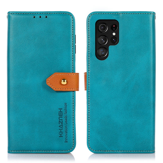 For Samsung Galaxy S25 Ultra 5G KHAZNEH Dual-color Cowhide Texture Flip Leather Phone Case(Blue) - Galaxy S25 Ultra 5G Cases by PMC Jewellery | Online Shopping South Africa | PMC Jewellery | Buy Now Pay Later Mobicred