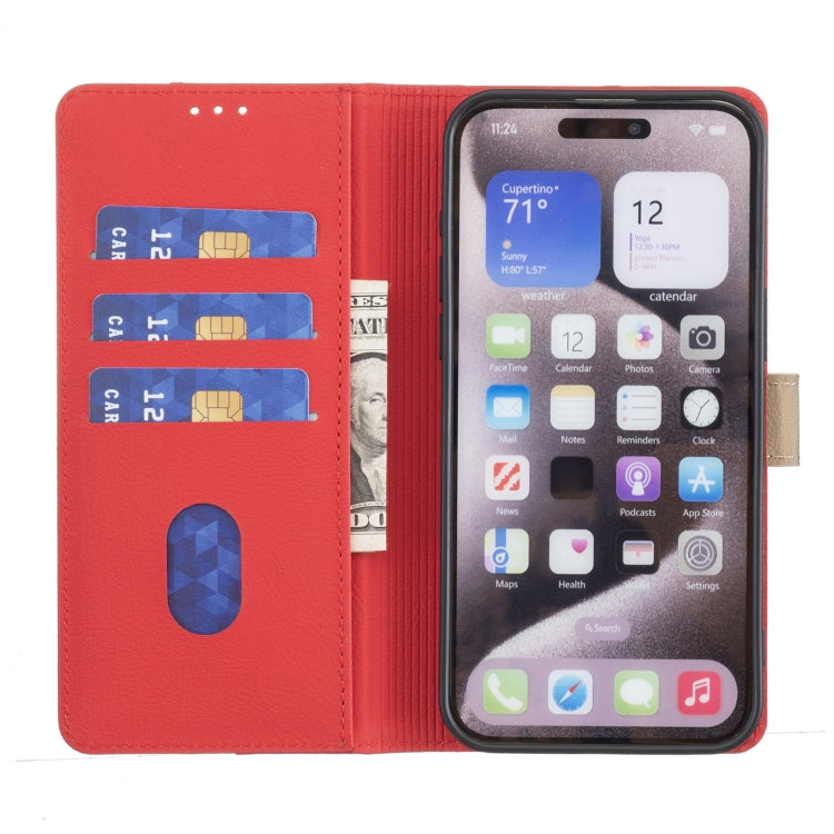 For iPhone 16 Color Matching RFID Anti-theft Leather Phone Case(Red) - iPhone 16 Cases by PMC Jewellery | Online Shopping South Africa | PMC Jewellery | Buy Now Pay Later Mobicred