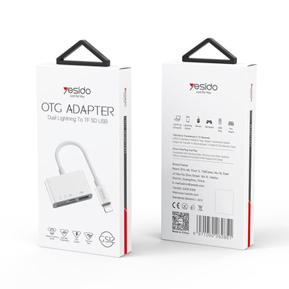 Yesido GS12 8 Pin to TF Card / SD Card / USB / 8 Pin 4 in 1 OTG Converter(White) - Converter & Adapter by Yesido | Online Shopping South Africa | PMC Jewellery | Buy Now Pay Later Mobicred