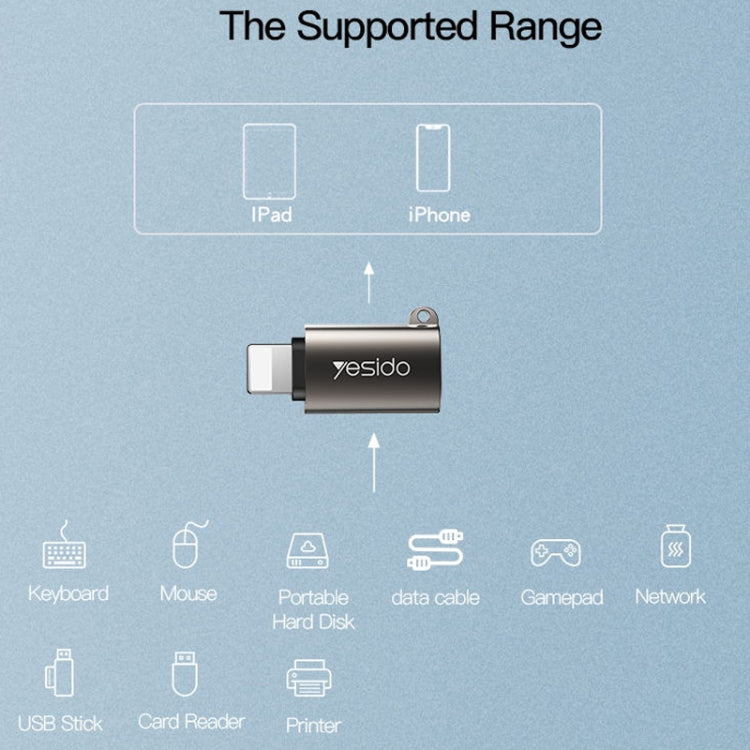 Yesido GS14 8 Pin to USB 3.0 OTG Adapter(Black) - Converter & Adapter by Yesido | Online Shopping South Africa | PMC Jewellery | Buy Now Pay Later Mobicred