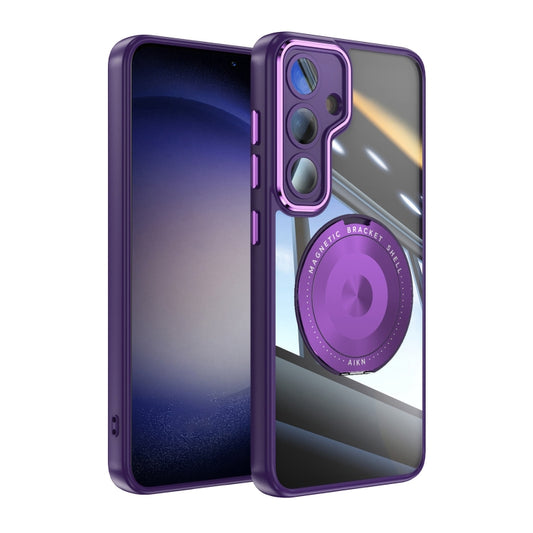 For Samsung Galaxy S25 5G 360 Holder MagSafe Acrylic Hybrid TPU Phone Case(Purple) - Galaxy S25 5G Cases by PMC Jewellery | Online Shopping South Africa | PMC Jewellery | Buy Now Pay Later Mobicred