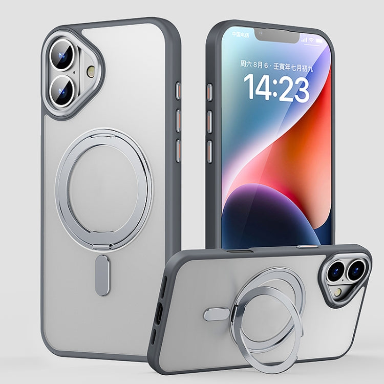 For iPhone 16 360 Rotating MagSafe Magnetic Frosted Phone Case(Grey) - iPhone 16 Cases by PMC TechLife | Online Shopping South Africa | PMC TechLife | Buy Now Pay Later Mobicred
