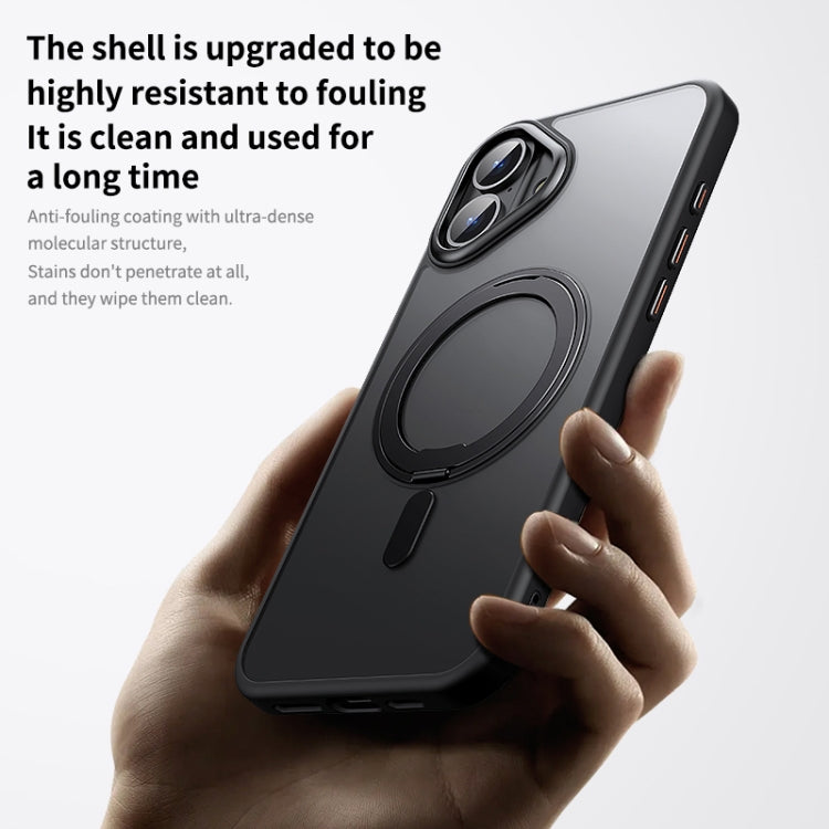 For iPhone 16 360 Rotating MagSafe Magnetic Frosted Phone Case(Transparent) - iPhone 16 Cases by PMC TechLife | Online Shopping South Africa | PMC TechLife | Buy Now Pay Later Mobicred