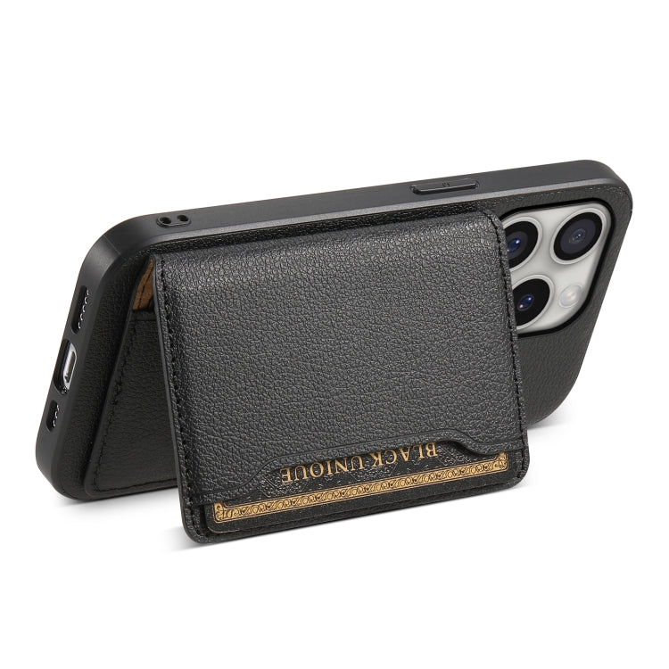 For iPhone 16 Pro Max Calf Texture Card Bag Design Full Coverage Phone Case(Black) - iPhone 16 Pro Max Cases by PMC TechLife | Online Shopping South Africa | PMC TechLife | Buy Now Pay Later Mobicred