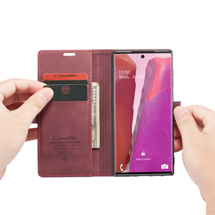 For Samsung Galaxy Note20 CaseMe Multifunctional Horizontal Flip Leather Case, with Card Slot & Holder & Wallet(Wine Red) - Galaxy Note20 Cases by CaseMe | Online Shopping South Africa | PMC Jewellery | Buy Now Pay Later Mobicred