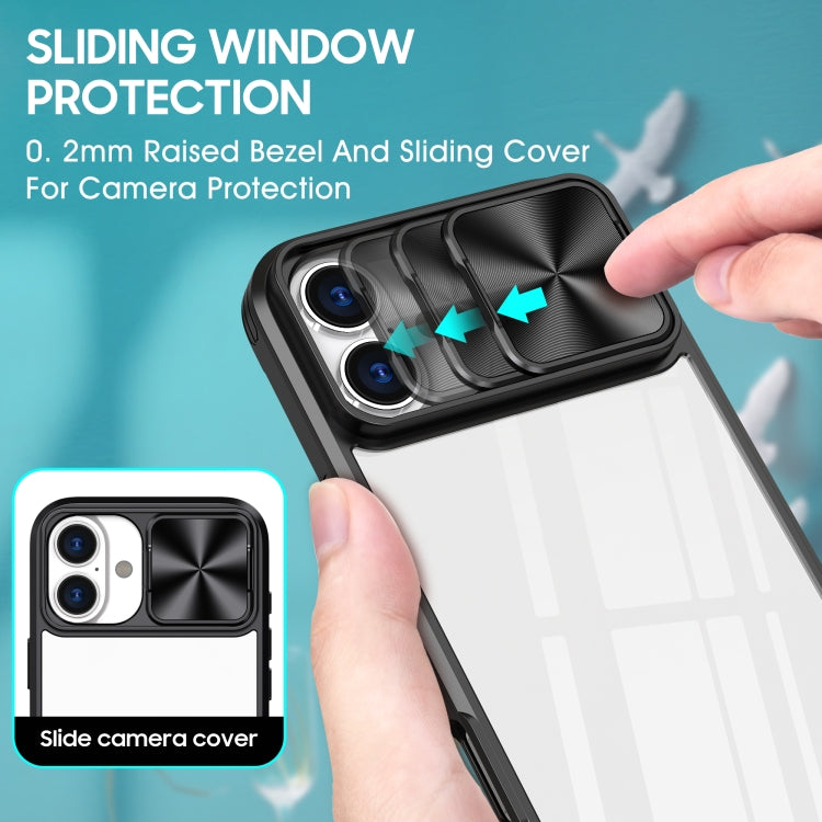 For iPhone 16 Sliding Camshield Acrylic Hybrid TPU Phone Case(Black) - iPhone 16 Cases by PMC TechLife | Online Shopping South Africa | PMC TechLife | Buy Now Pay Later Mobicred