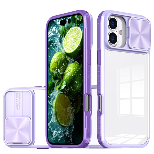 For iPhone 16 Sliding Camshield Acrylic Hybrid TPU Phone Case(Purple) - iPhone 16 Cases by PMC Jewellery | Online Shopping South Africa | PMC Jewellery | Buy Now Pay Later Mobicred