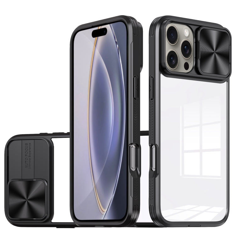 For iPhone 16 Pro Sliding Camshield Acrylic Hybrid TPU Phone Case(Black) - iPhone 16 Pro Cases by PMC TechLife | Online Shopping South Africa | PMC TechLife | Buy Now Pay Later Mobicred