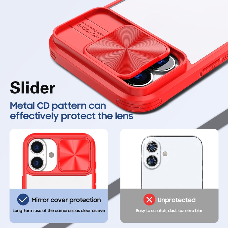 For iPhone 16 Pro Sliding Camshield Acrylic Hybrid TPU Phone Case(Red) - iPhone 16 Pro Cases by PMC TechLife | Online Shopping South Africa | PMC TechLife | Buy Now Pay Later Mobicred