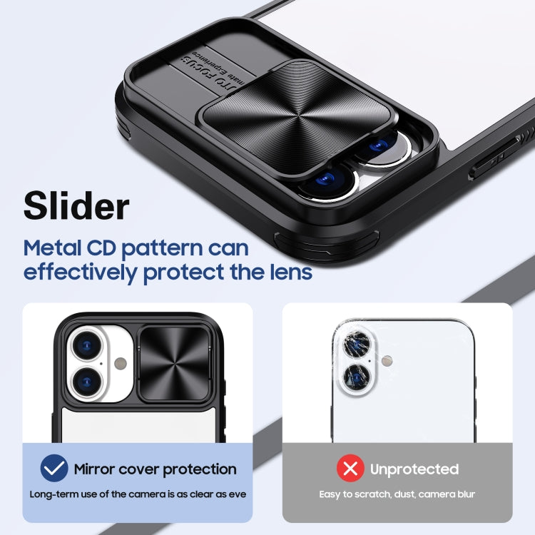 For iPhone 16 Plus Sliding Camshield Acrylic Hybrid TPU Phone Case(Black) - iPhone 16 Plus Cases by PMC TechLife | Online Shopping South Africa | PMC TechLife | Buy Now Pay Later Mobicred