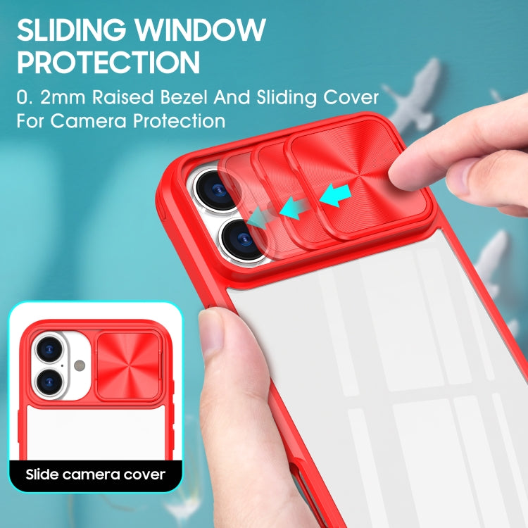 For iPhone 16 Plus Sliding Camshield Acrylic Hybrid TPU Phone Case(Red) - iPhone 16 Plus Cases by PMC TechLife | Online Shopping South Africa | PMC TechLife | Buy Now Pay Later Mobicred