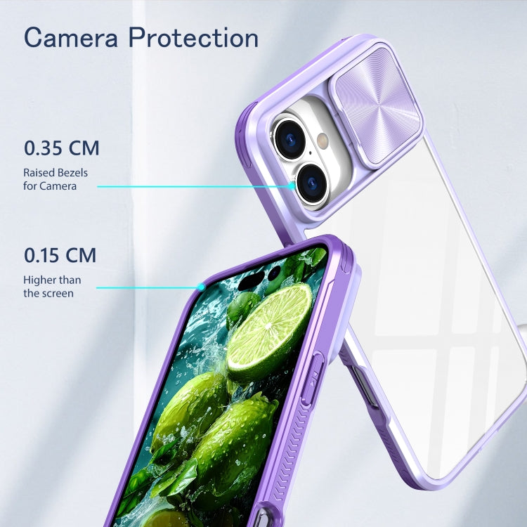 For iPhone 16 Plus Sliding Camshield Acrylic Hybrid TPU Phone Case(Purple) - iPhone 16 Plus Cases by PMC Jewellery | Online Shopping South Africa | PMC Jewellery | Buy Now Pay Later Mobicred