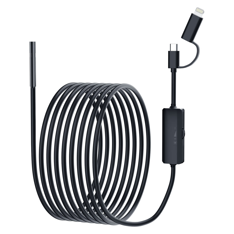 AN112 2 in 1 USB-C / Type-C + 8 Pin Interface 5.5mm HD Industry Endoscope, Length:5m Hard Tube -  by PMC Jewellery | Online Shopping South Africa | PMC Jewellery | Buy Now Pay Later Mobicred