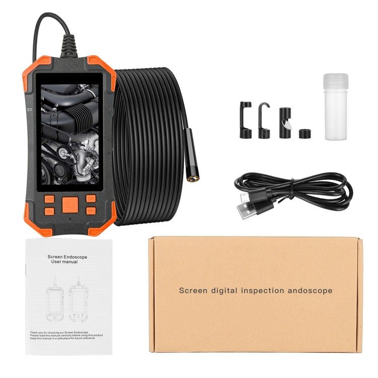 T20 4.3 inch IPS Screen 8mm Single Camera IP67 Waterproof Hard Cable Digital Endoscope, Length:3.5m(Black Orange) -  by PMC TechLife | Online Shopping South Africa | PMC TechLife | Buy Now Pay Later Mobicred