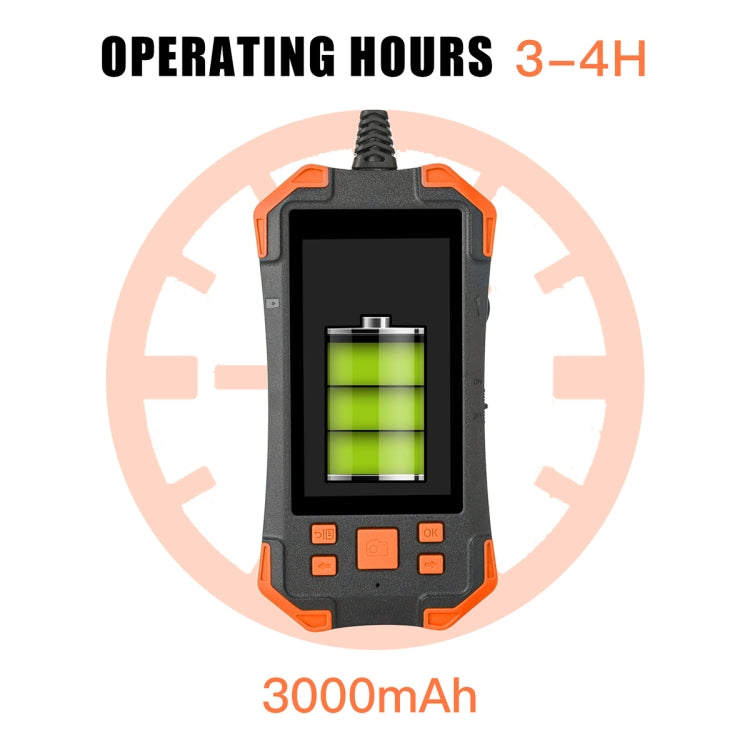 T20 4.3 inch IPS Screen 3.9mm Single Camera IP67 Waterproof Hard Cable Digital Endoscope, Length:5m(Black Orange) - free shipping - PMC TechLife - Order now!