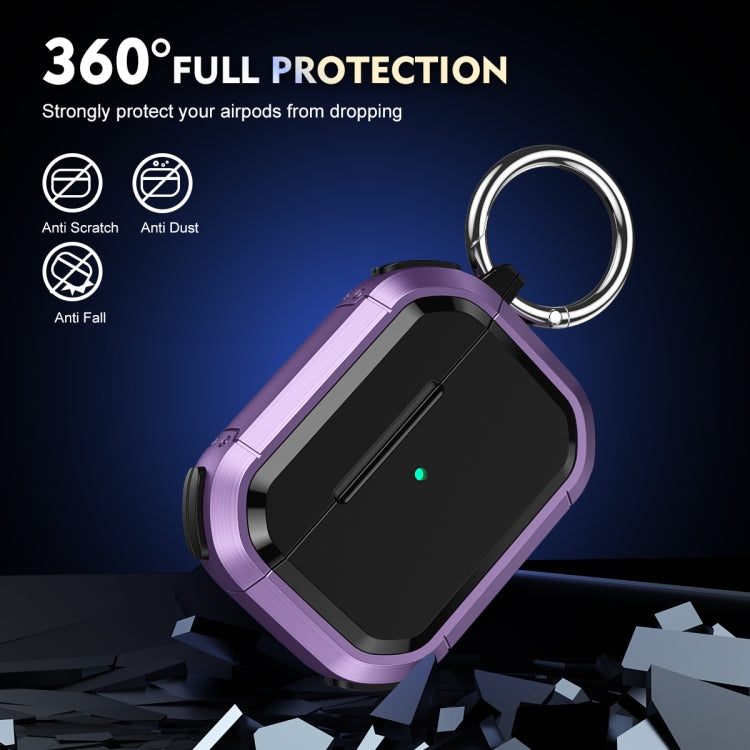 For AirPods Pro / Pro 2 Armor TPU + PC Earbuds Box Protective Case with Metal Buckle(Cyan) - For AirPods Pro 2 by PMC Jewellery | Online Shopping South Africa | PMC Jewellery | Buy Now Pay Later Mobicred