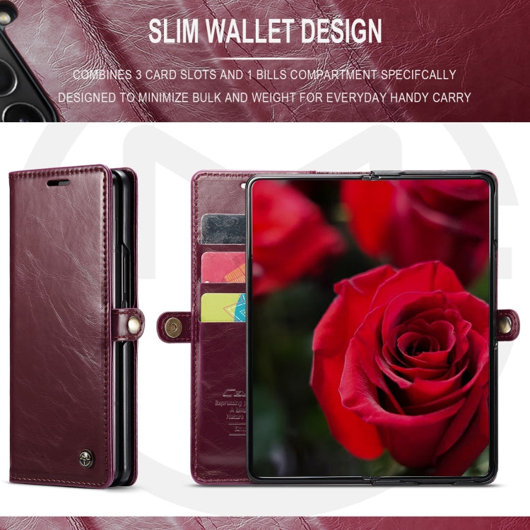 For Samsung Galaxy Z Fold6 5G CaseMe 003 Crazy Horse Texture Flip Leather Phone Case(Wine Red) - Galaxy Z Fold6 5G Cases by CaseMe | Online Shopping South Africa | PMC Jewellery | Buy Now Pay Later Mobicred