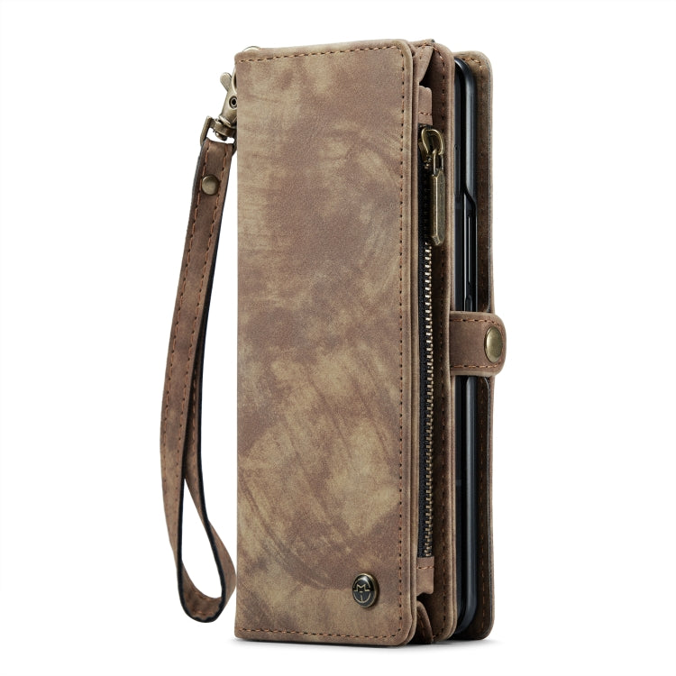 For Samsung Galaxy Z Fold6 5G CaseMe 008 Multifunctional Zipper Wallet Leather Phone Case with Lanyard(Brown) - Galaxy Z Fold6 5G Cases by CaseMe | Online Shopping South Africa | PMC Jewellery | Buy Now Pay Later Mobicred