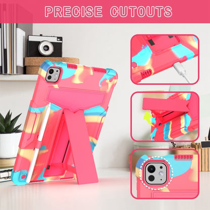 For iPad Pro 11 2024 T Holder Robot Silicone Hybrid PC Tablet Case(Camouflage Rose Red) - iPad Pro 11 2024 Cases by PMC Jewellery | Online Shopping South Africa | PMC Jewellery | Buy Now Pay Later Mobicred