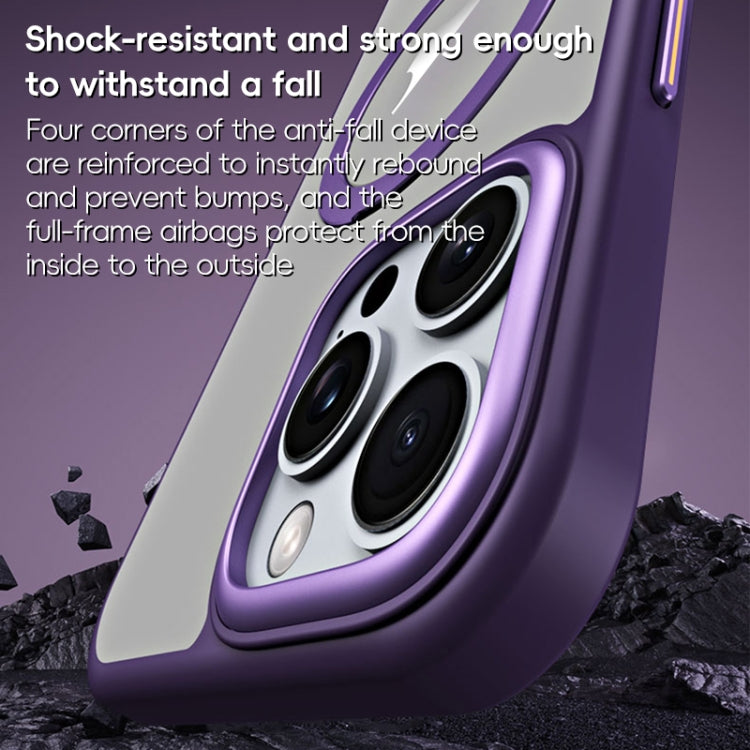 For iPhone 16 Pro Max MagSafe Airbag Shockproof Frosted Phone Case with Fold Holder(Black) - iPhone 16 Pro Max Cases by PMC TechLife | Online Shopping South Africa | PMC TechLife | Buy Now Pay Later Mobicred