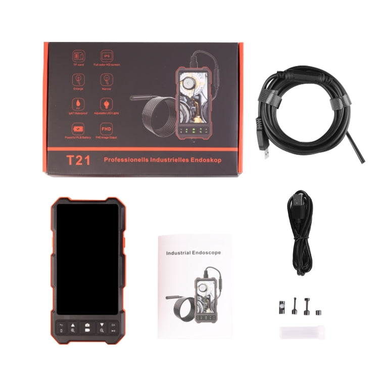 T21 4.5 inch IPS Color Screen 7.9mm Dual Camera Split Hard Cable Industrial Endoscope, Length:10m(Black Red) -  by PMC TechLife | Online Shopping South Africa | PMC TechLife | Buy Now Pay Later Mobicred