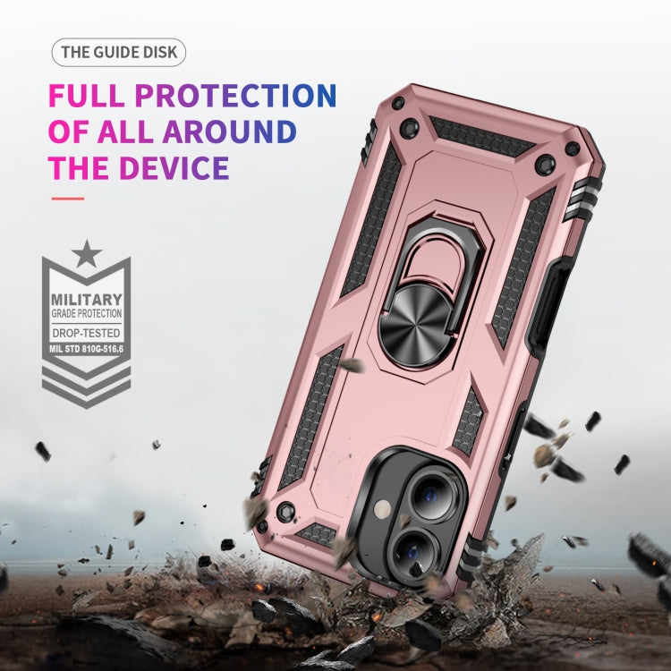 For iPhone 16 Shockproof TPU Hybrid PC Phone Case with Holder(Rose Gold) - iPhone 16 Cases by PMC Jewellery | Online Shopping South Africa | PMC Jewellery | Buy Now Pay Later Mobicred