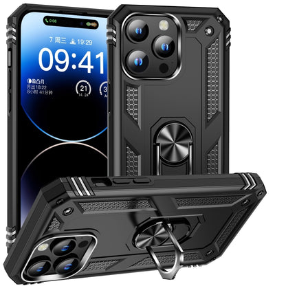 For iPhone 16 Pro Max Shockproof TPU Hybrid PC Phone Case with Holder(Black) - iPhone 16 Pro Max Cases by PMC Jewellery | Online Shopping South Africa | PMC Jewellery | Buy Now Pay Later Mobicred