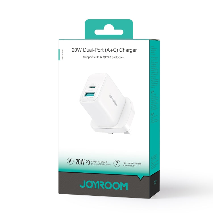 JOYROOM JR-TCF21 20W Dual Ports USB + Type-C Charger, Plug:UK Plug(White) - USB Charger by JOYROOM | Online Shopping South Africa | PMC Jewellery | Buy Now Pay Later Mobicred