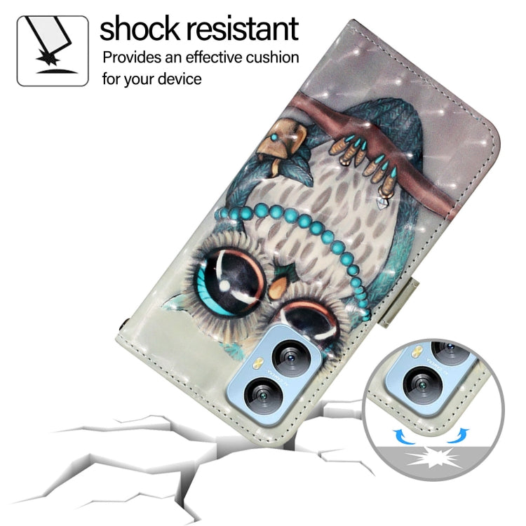 For Blackview A52 3D Painting Horizontal Flip Leather Phone Case(Grey Owl) - More Brand by PMC TechLife | Online Shopping South Africa | PMC TechLife | Buy Now Pay Later Mobicred