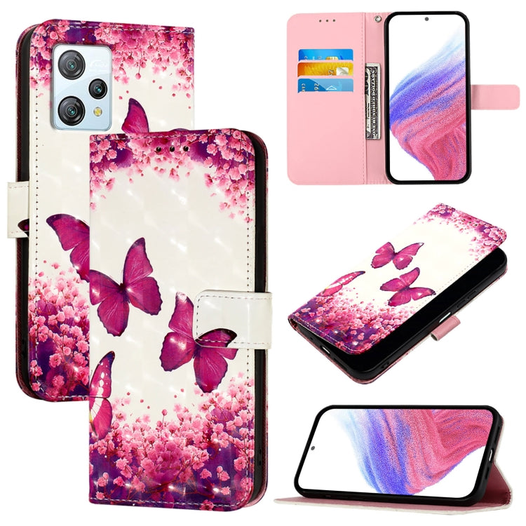 For Blackview A53 3D Painting Horizontal Flip Leather Phone Case(Rose Butterfly) - More Brand by PMC TechLife | Online Shopping South Africa | PMC TechLife | Buy Now Pay Later Mobicred