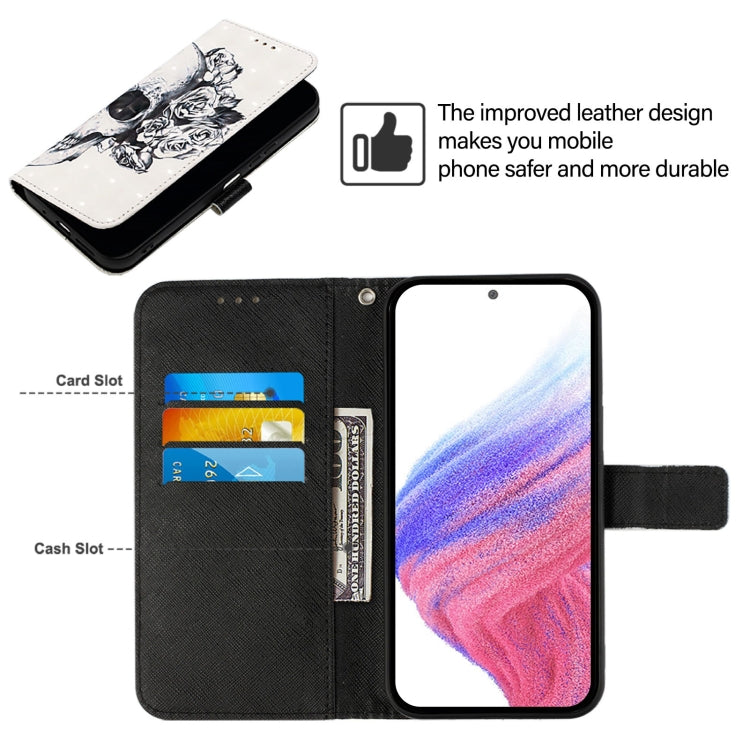 For Blackview Color 8 3D Painting Horizontal Flip Leather Phone Case(Skull) - More Brand by PMC TechLife | Online Shopping South Africa | PMC TechLife | Buy Now Pay Later Mobicred