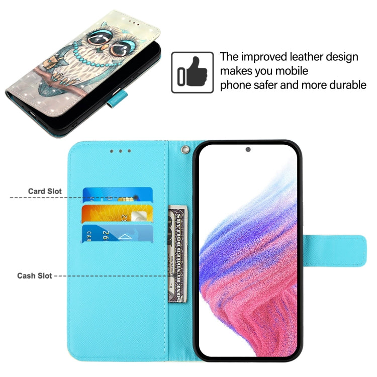 For Blackview Color 8 3D Painting Horizontal Flip Leather Phone Case(Grey Owl) - More Brand by PMC TechLife | Online Shopping South Africa | PMC TechLife | Buy Now Pay Later Mobicred