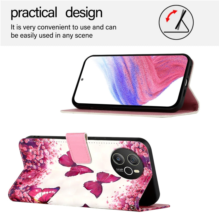 For Blackview Shark 8 3D Painting Horizontal Flip Leather Phone Case(Rose Butterfly) - More Brand by PMC Jewellery | Online Shopping South Africa | PMC Jewellery | Buy Now Pay Later Mobicred