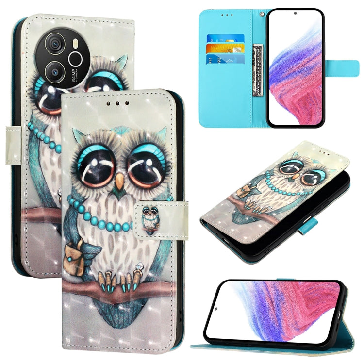 For Blackview Shark 8 3D Painting Horizontal Flip Leather Phone Case(Grey Owl) - More Brand by PMC Jewellery | Online Shopping South Africa | PMC Jewellery | Buy Now Pay Later Mobicred