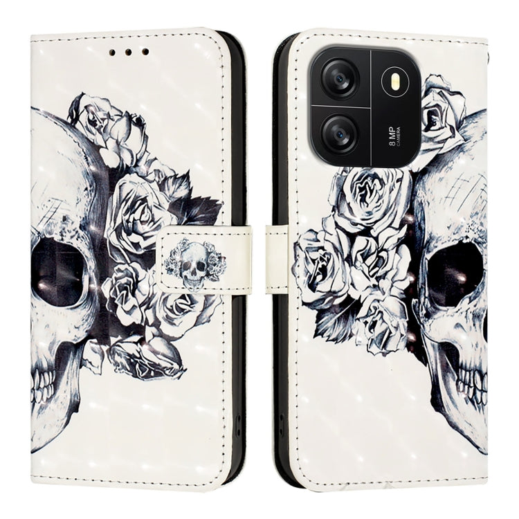 For Blackview Wave 6C 3D Painting Horizontal Flip Leather Phone Case(Skull) - More Brand by PMC Jewellery | Online Shopping South Africa | PMC Jewellery | Buy Now Pay Later Mobicred