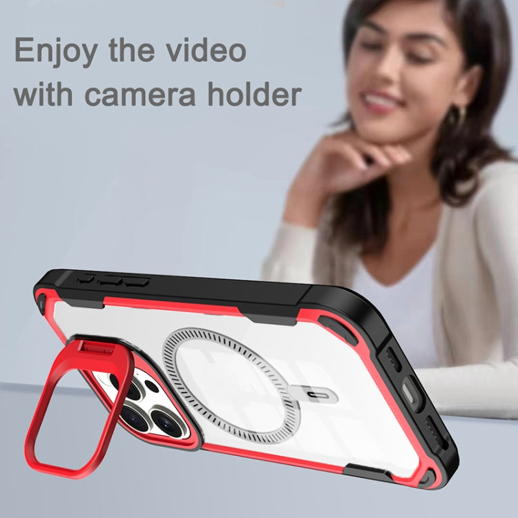 For iPhone 16 Pro Transparent Acrylic MagSafe Lens Holder Phone Case(Red) - iPhone 16 Pro Cases by PMC Jewellery | Online Shopping South Africa | PMC Jewellery | Buy Now Pay Later Mobicred