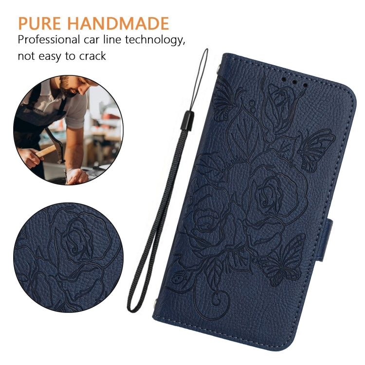 For Huawei Pura 70 Embossed Rose RFID Anti-theft Leather Phone Case(Dark Blue) - Huawei Cases by PMC Jewellery | Online Shopping South Africa | PMC Jewellery | Buy Now Pay Later Mobicred