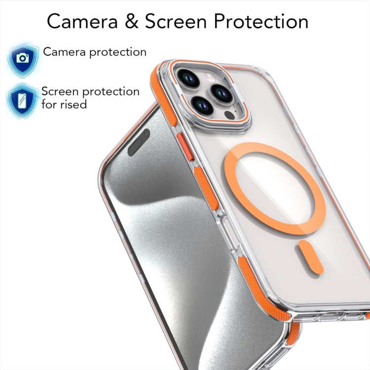 For iPhone 16 Plus Dual-Color Clear Acrylic Hybrid TPU Lens Flip Holder MagSafe Phone Case(Blue) - iPhone 16 Plus Cases by PMC Jewellery | Online Shopping South Africa | PMC Jewellery | Buy Now Pay Later Mobicred